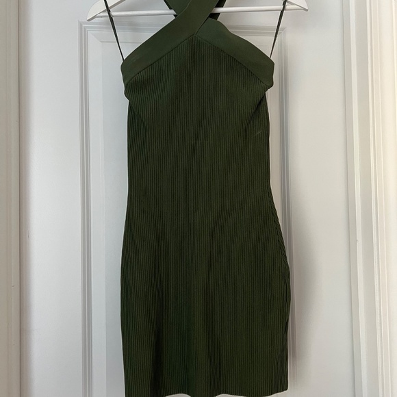 Aritzia Sculpt Knit Criss Cross Ribbed Halter Mini Dress - Picture 3 of 6